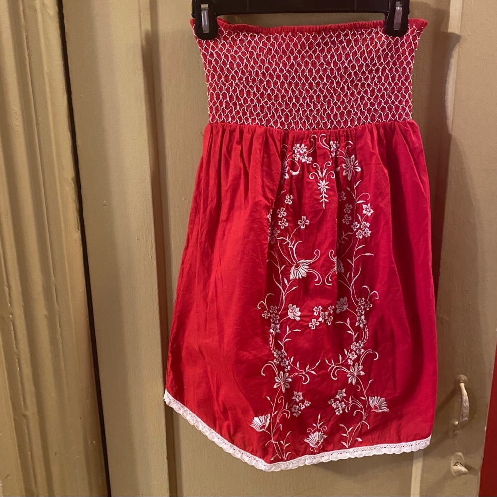 SUPER Cute Smocked Red Mini Summer Dress